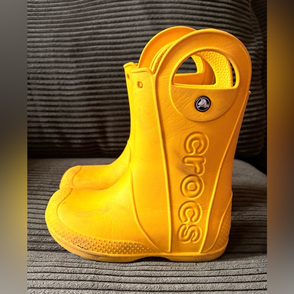 CROCS Kids Yellow Rain Boots - Picture 2 of 8
